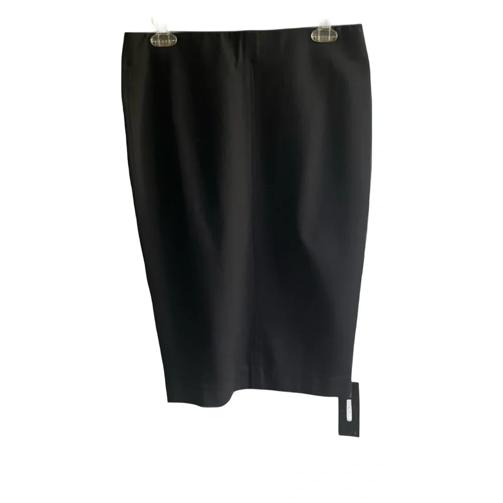 Tart Black Midi Pencil Skirt Size L Pull On Office Classic Stretch Knee Length - Picture 6 of 6